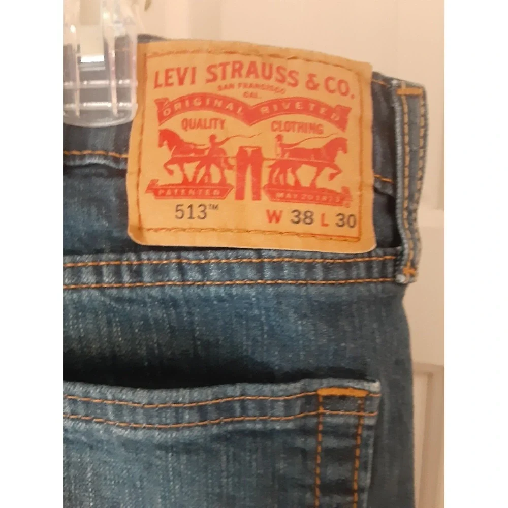 Levis Jeans Mens Blue 513 Slim Straight American Stretch 38 x 30
